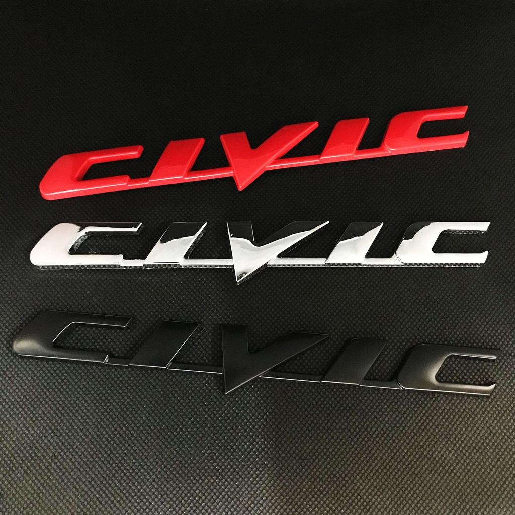 3D Metal CIVIC Logo Letters Car Trunk Emblem Fender Badge Decal Sticker For Honda Civic Fender Trunk Badge Exterior Accessories