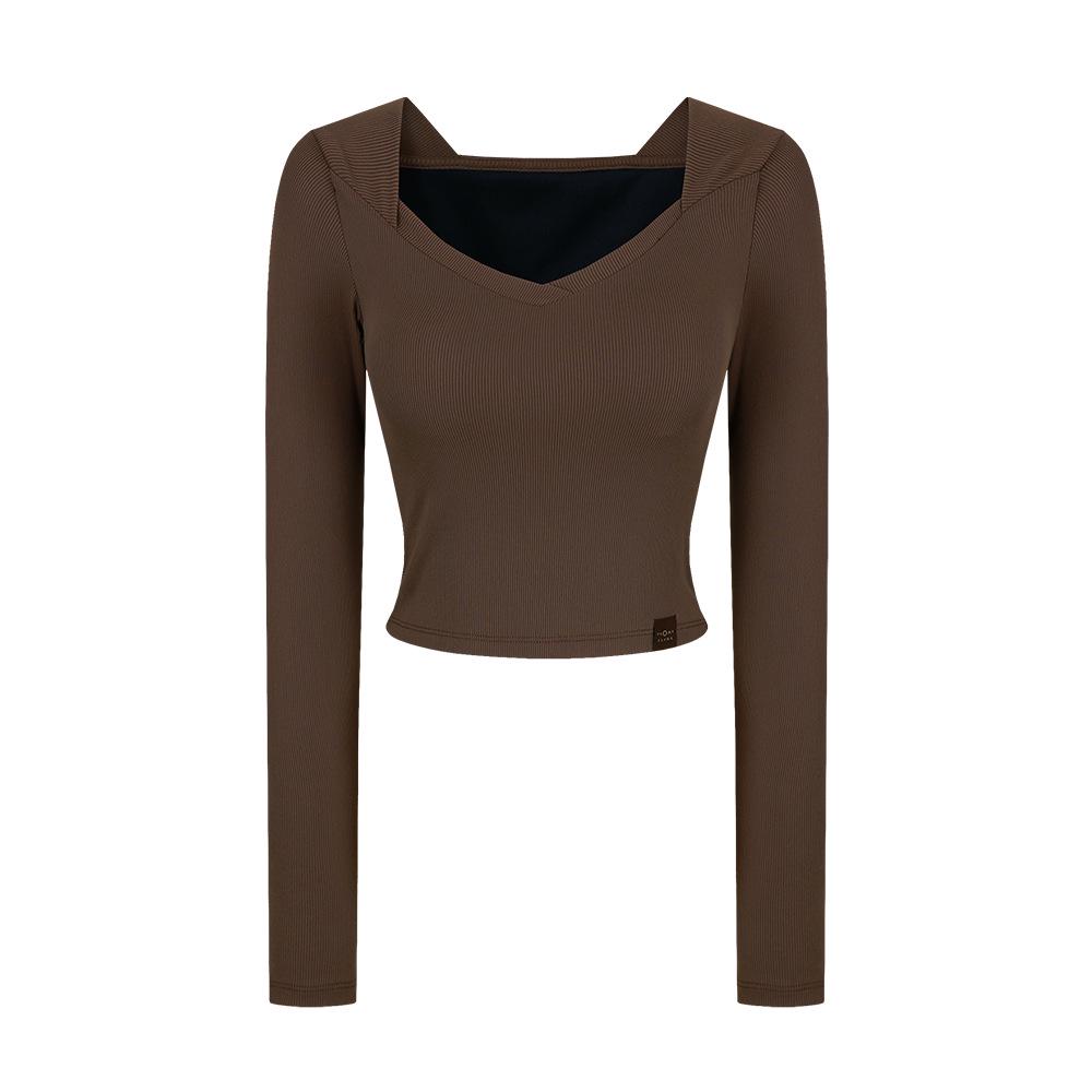 

Весенний спортивный фитнес-костюм 2023 года, быстросохнущий, дышащий, эластичный, для йоги - ощущение обнаженности, облегающая одежда для бега и тренировок с длинным рукавом Medium темно-коричневого