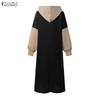 ZANZEA Women Long Sleeve Casual Patchwork Long Hooded Sweatshirts