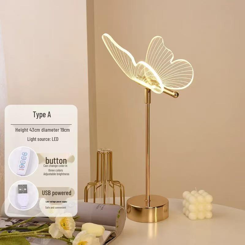 Elegant Acrylic Butterfly Table Lamp - Ideal for Bedrooms, Bedside, Hotels & Dining Spaces