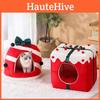 Christmas Theme Pet Cat Dog Bed Puppy Kitten Cozy Sleeping Nest Plush Cave House