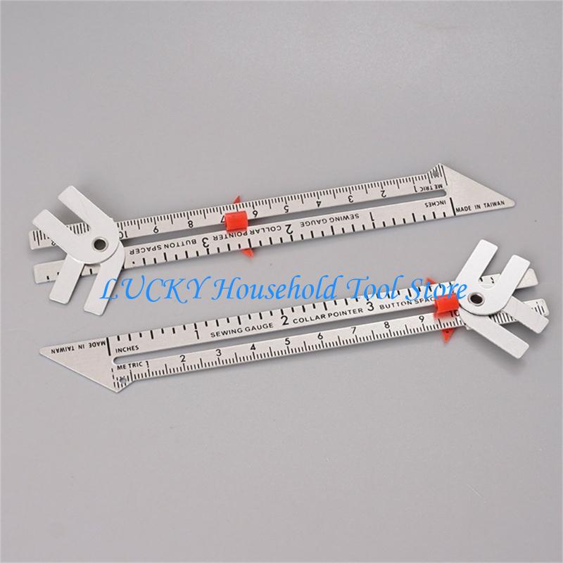 J0MC Metal Fabric Quilting Ruler Sliding Gauges Measuring Sewing Ruler for Clothing