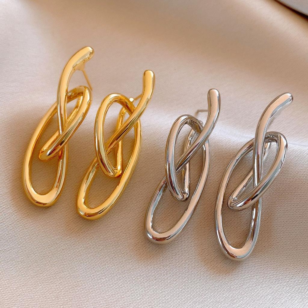 Silver Needle European and American Cold Wind Irregular Winding Earrings Earrings Simple Personalized Earrings Women