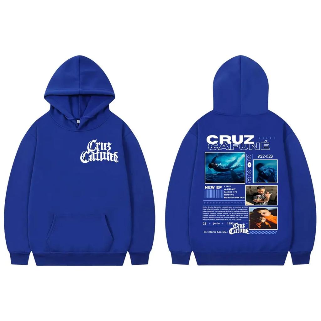 Rapper Cruz Cafune Me Muevo Con Dies Album Merch Hoodie Men's Hip Hop Sweatshirts Autumn Winter Casual Loose Pullover Tracksuit Female Male Clothing