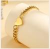 Double Layered Love Charms Heart Link Bracelet Woman, Stainless Steel Cuban Chain Adjustable, Waterproof Jewelry Hypoallergenic