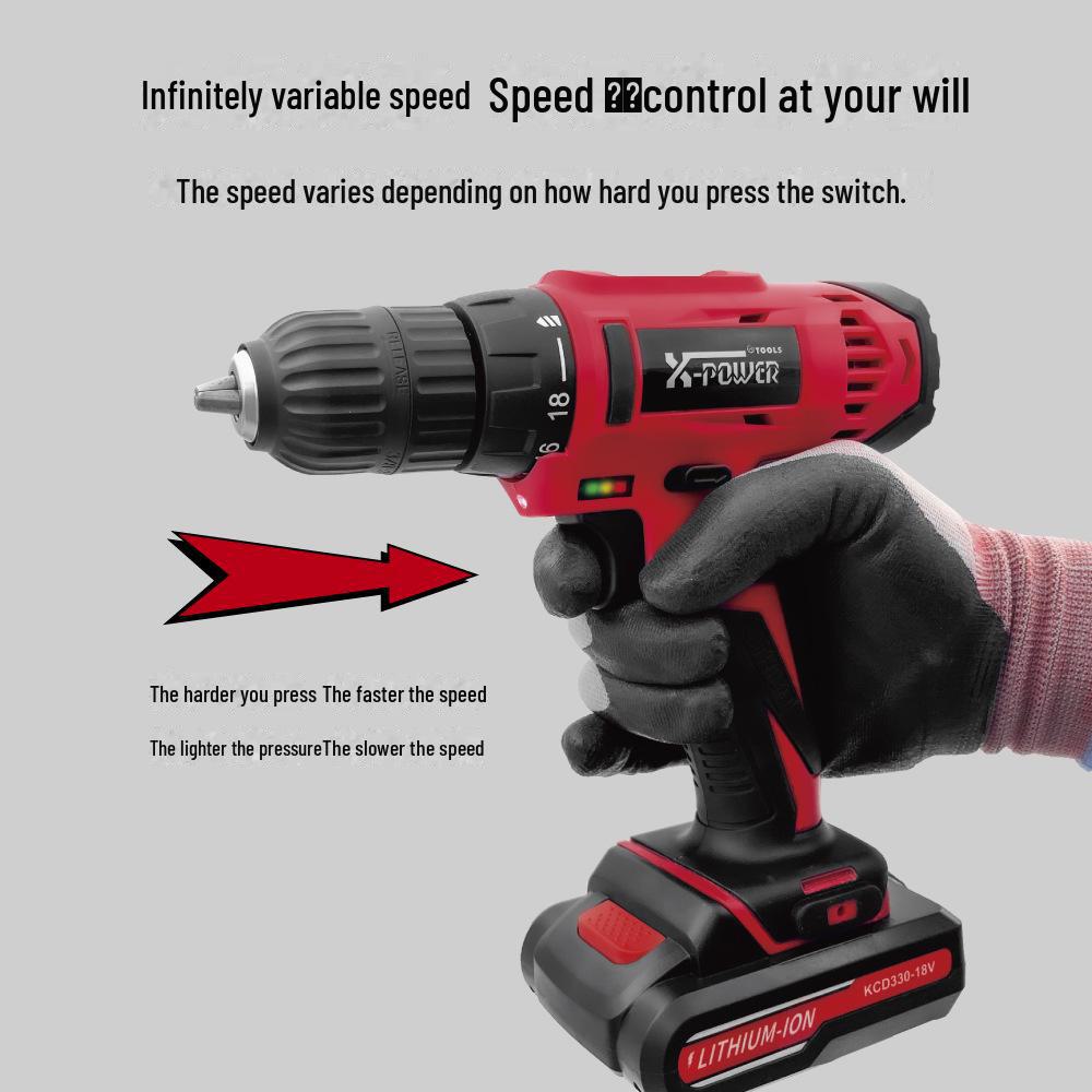 18V Rechargeable Lithium Battery Hand Drill: Multi-Function, Dual Speed Impact Drill Power Tool Set