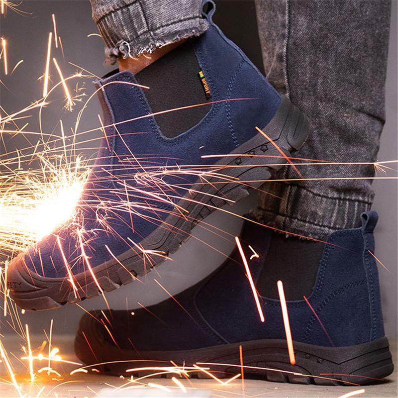Fashion COZOK Outdoor Construction Protection Boots Men Waterproof Non-slip Safety Shoes Light Indestructible Wear-resistant Work Shoes