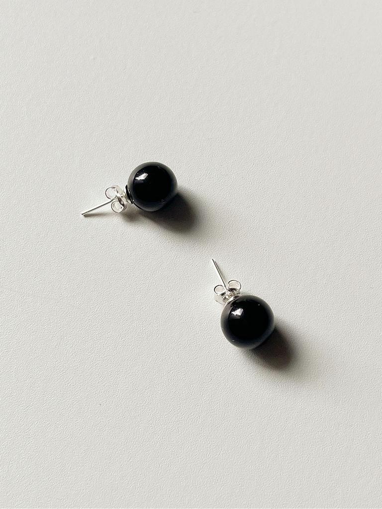 Oar [Silver 925] Onyx 10Mm Earrings