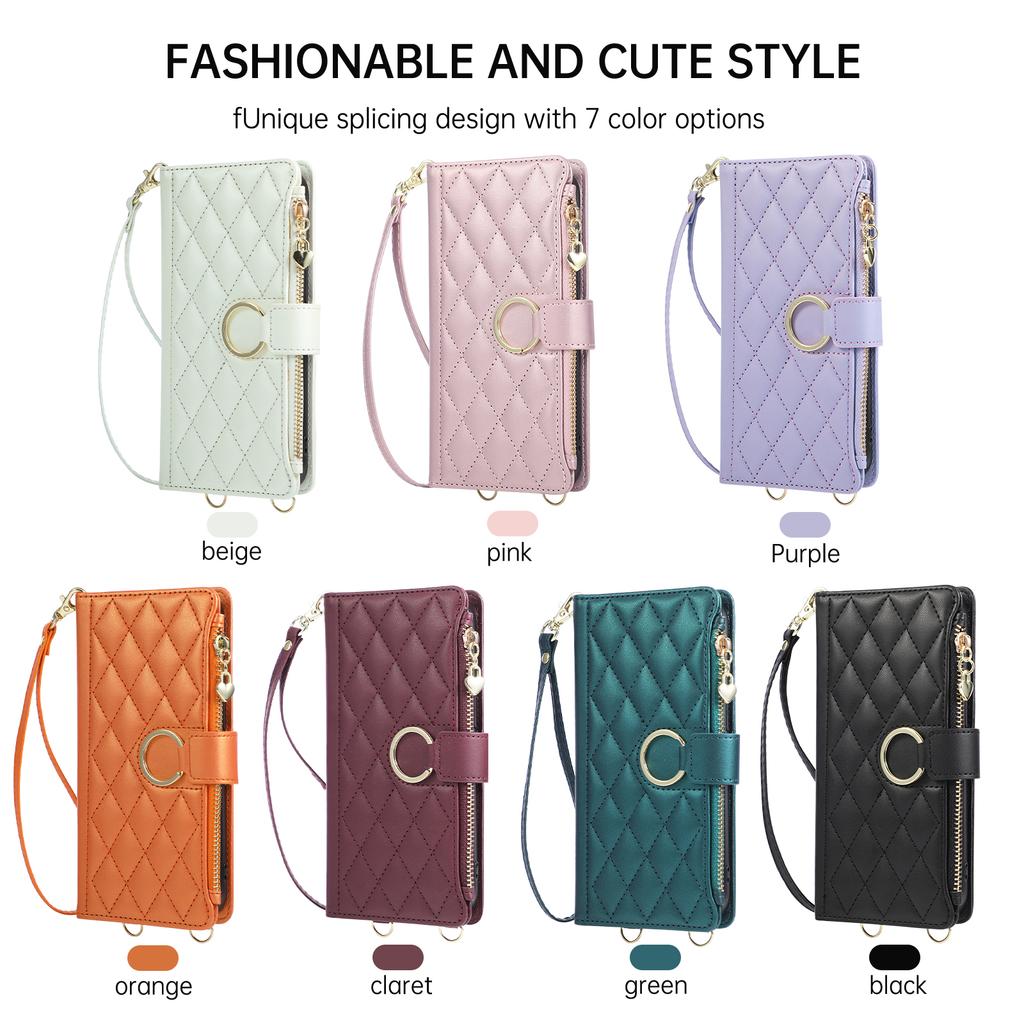 Crossbody Wrist Strap Leather Wallet Phone Case for Samsung S25 Edge S26 Ultra S24 S23 S22 S21 Plus Note 20 Flip Stand Cover
