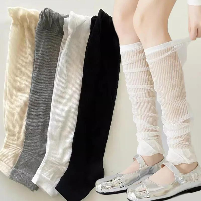 Y2k Girls Ruffles Knee Socks Lolita Long Socks Women Leg Warmers Stockings Thin Breathable Foot Cover Arm Sleeves Sun Protection