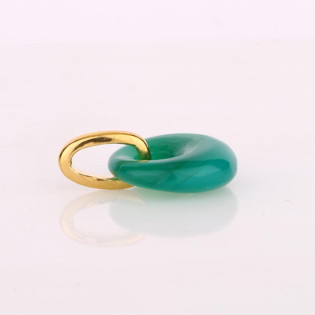 Natural Green Onyx Donut Pendant 925 Sterling Silver Gold Plated Minimal Fine Jewelry Gift for Her