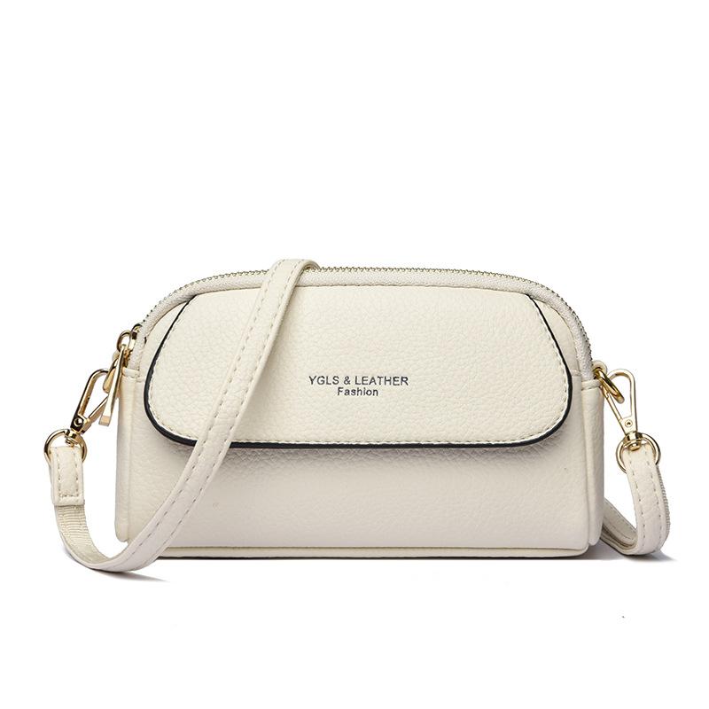A Multi-layered, Elegant and Fashionable Single-shoulder Crossbody Small Square Bag with Lychee Patterns for Ladies