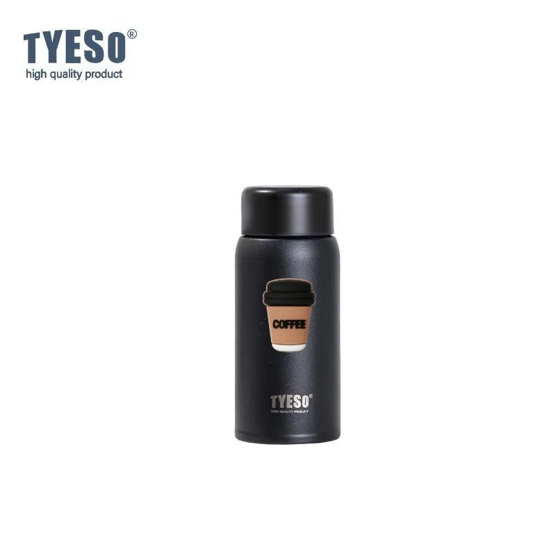 Tyeso 150ml Pocket Insulated Water Bottle Stainless Steel Compact Slim Design High Aesthetic Appeal Cute Perfect for Work Office with Coffee Sticker