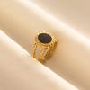 Balck Enamel Gold Plated Heart Fire Evil Eye Stainless Steel Ring Vintage Finger Jewelry Sun Moon Star Rings For Women Men Bague