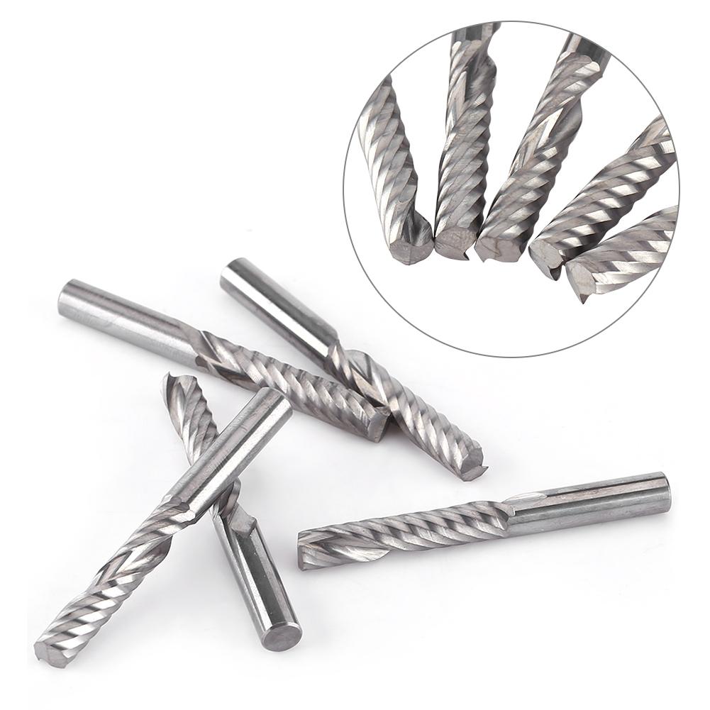 5pcs Tungsten Carbide End Mill Single Flute Spiral CNC Milling Router Bits 6mmx32mm