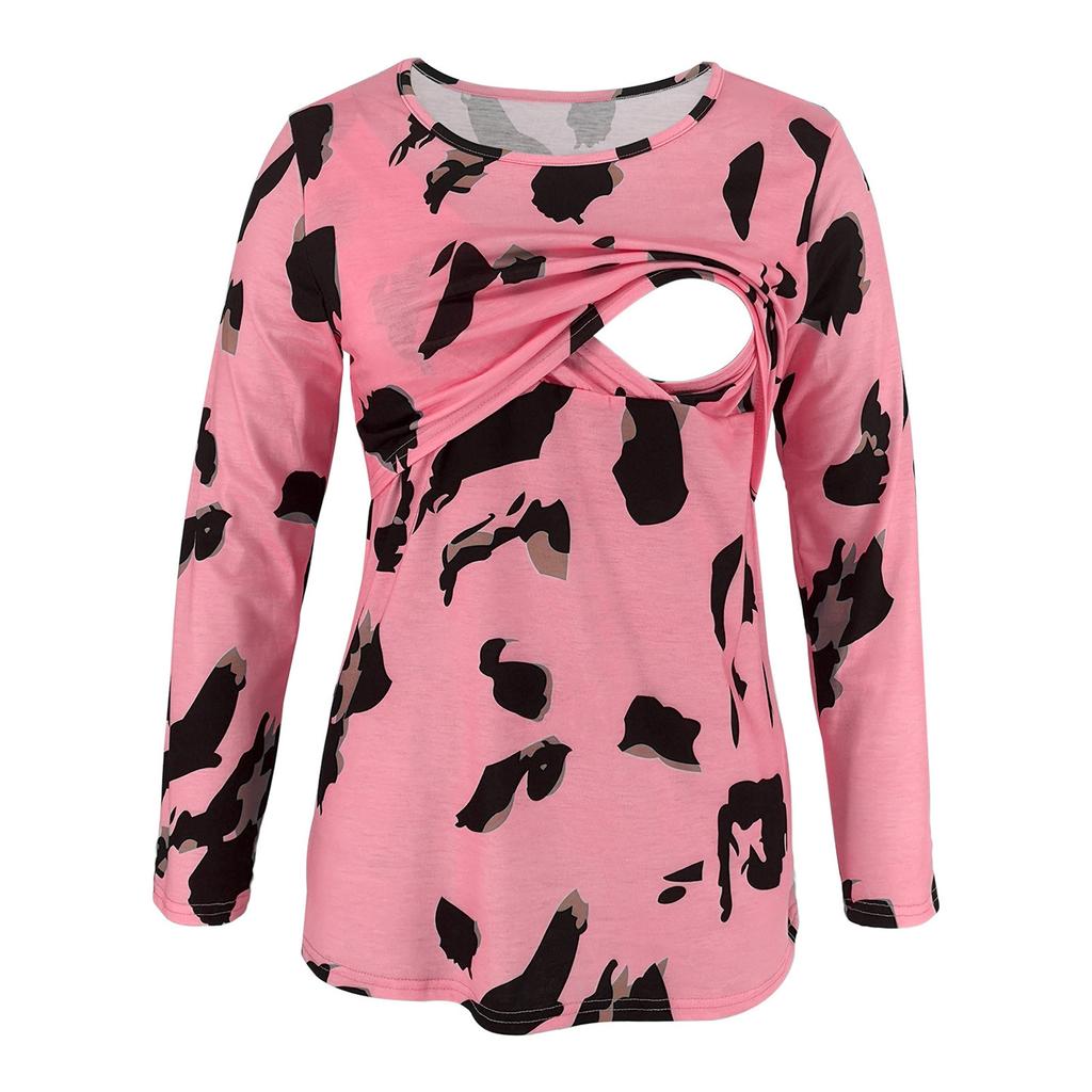 Women Mom Pregnant  Baby Maternity Leopard Print Tops Blouse Clothes