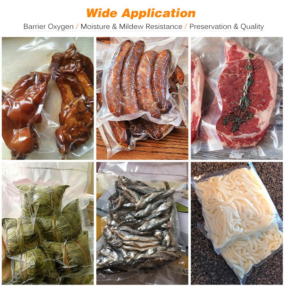 100 PCS Vacuum Sealer Bags Vacuum Sealer Storage Bags Dry Moist Food Saver Accessories Pre-cut Bag Single Embossed Surface 6.7 x 9.8in