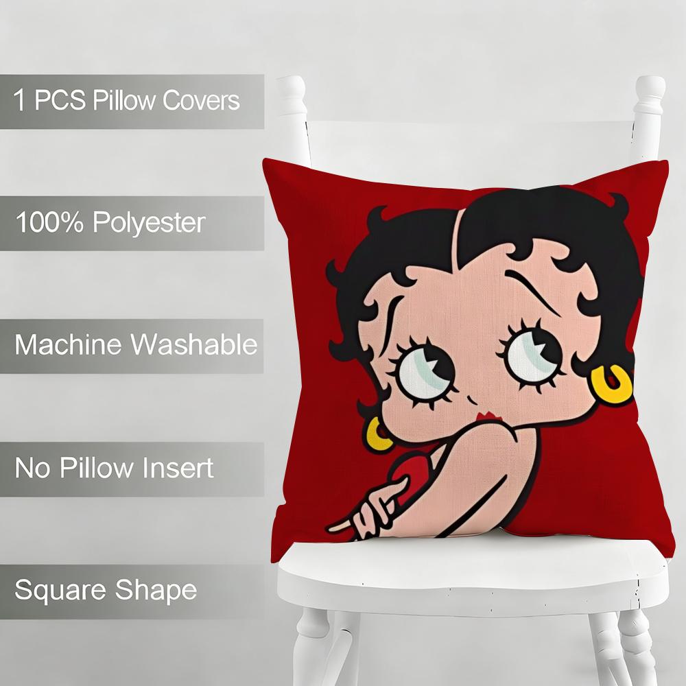 Betty Boop Cushion Cover Household Decoration Linen Sofa Cushion Cover: Skin-Friendly & Breathable with Invisible Zipper