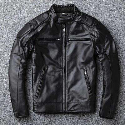 Genuine 100% Leather S for Men Real Top Layer Cowhide Man Autumn Winter Plus Size Men's Motorcycle Jacket