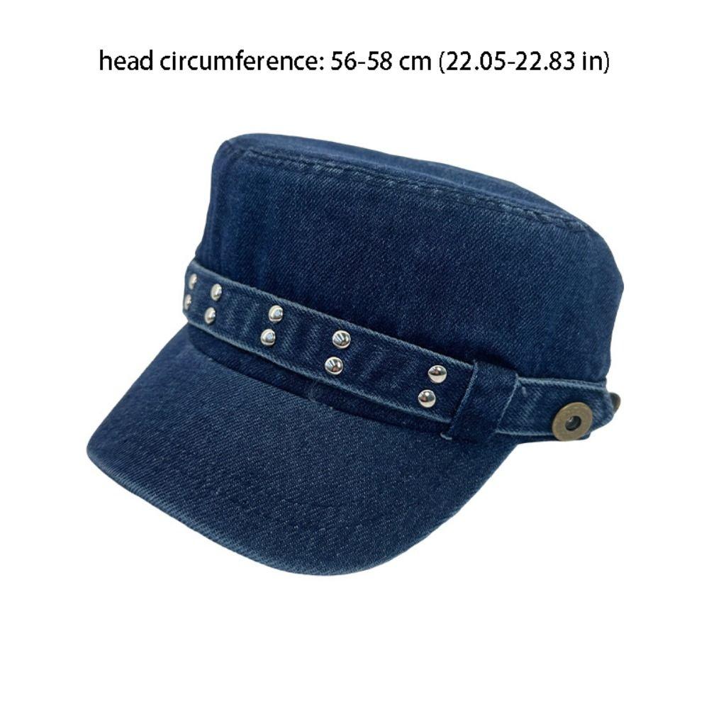 Casual Cloth Rivet Denim Beret Y2k Washed Denim Equestrian Hat Fashion Korean Style Newsboy Cap Girl