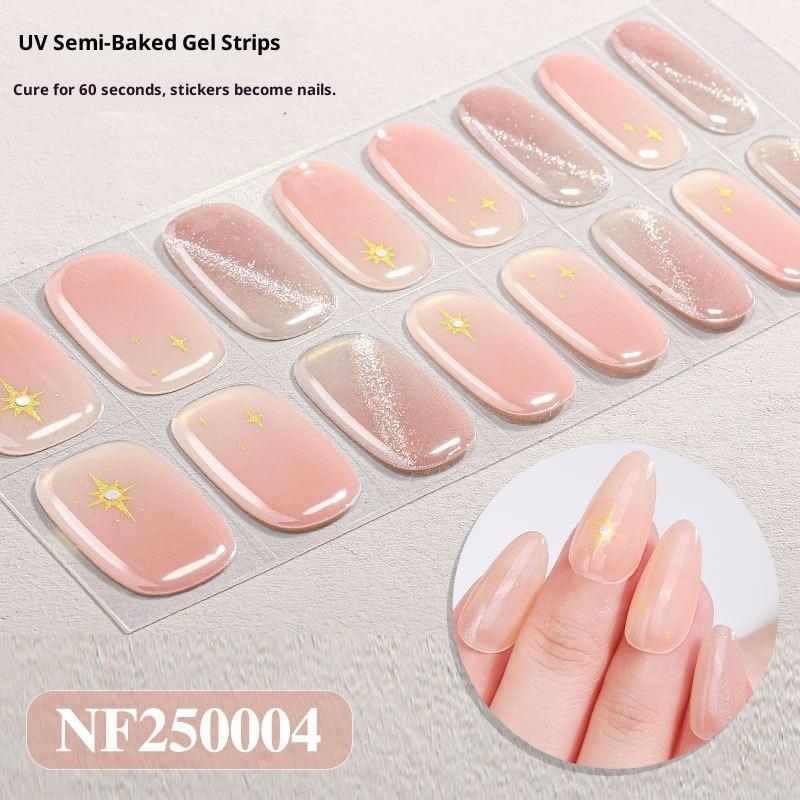 Új Csillámos Macskaszem Félig Kötött Gél Körömmatricák Gradiens Leopárdmintás Gél Körömművészeti Matricák