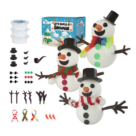 41/86/96/117/131Pcs/Set DIY Christmas Clay Snowman Kit Kids Handmade Build a Snowman Modeling Clay Crafts Xmas Stocking Stuffers Holiday Gift