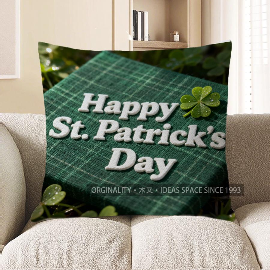 2D Happy St. Patrick'S Day Cushion For Festive Look Pattern Cushion Cover Suitable For Sofa Bedroom Car Pillow Cover