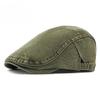 Vintage Washed Denim Beret for Men Women British Retro Flat Cap Solid Color Cotton Newsboy Cap Adjustable Duckbill Cap