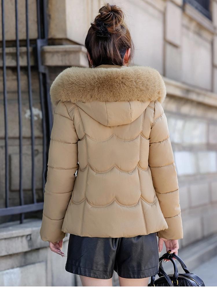 Removable Cap Cotton-padded Coat Women's Short Winter Thickened Big Fur Collar Jacket