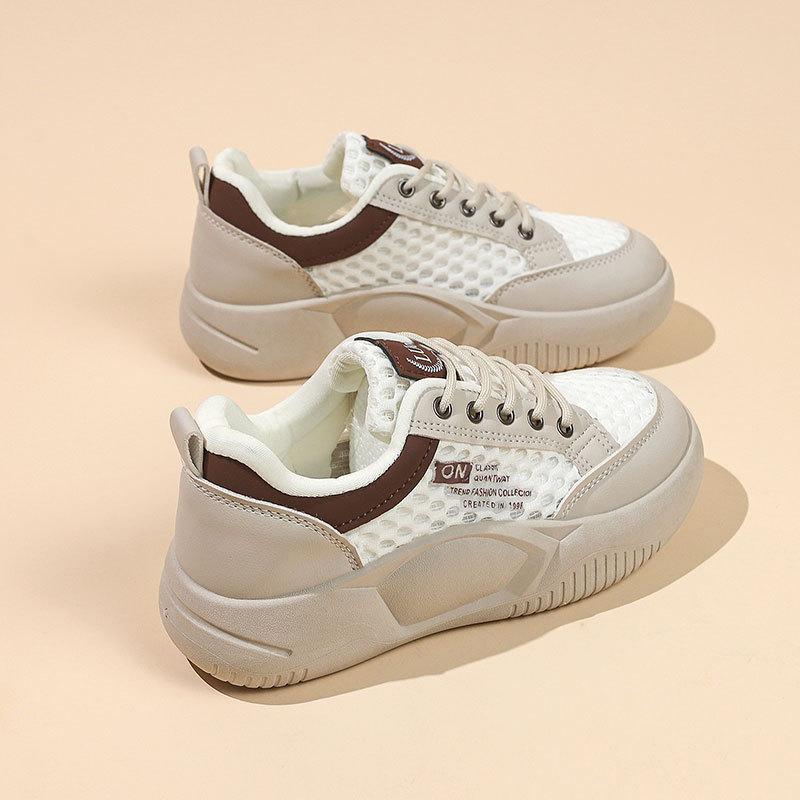 Mesh breathable little white shoes women's summer 2025 new versatile thick baseplate shoes stepping on shit sports and leisure shoes