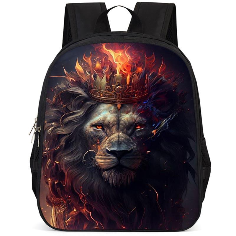 Großes Fassungsvermögen Löwe 15-Zoll Oxford-Stoff Schulrucksack für Kinder Leicht und Ergonomisch