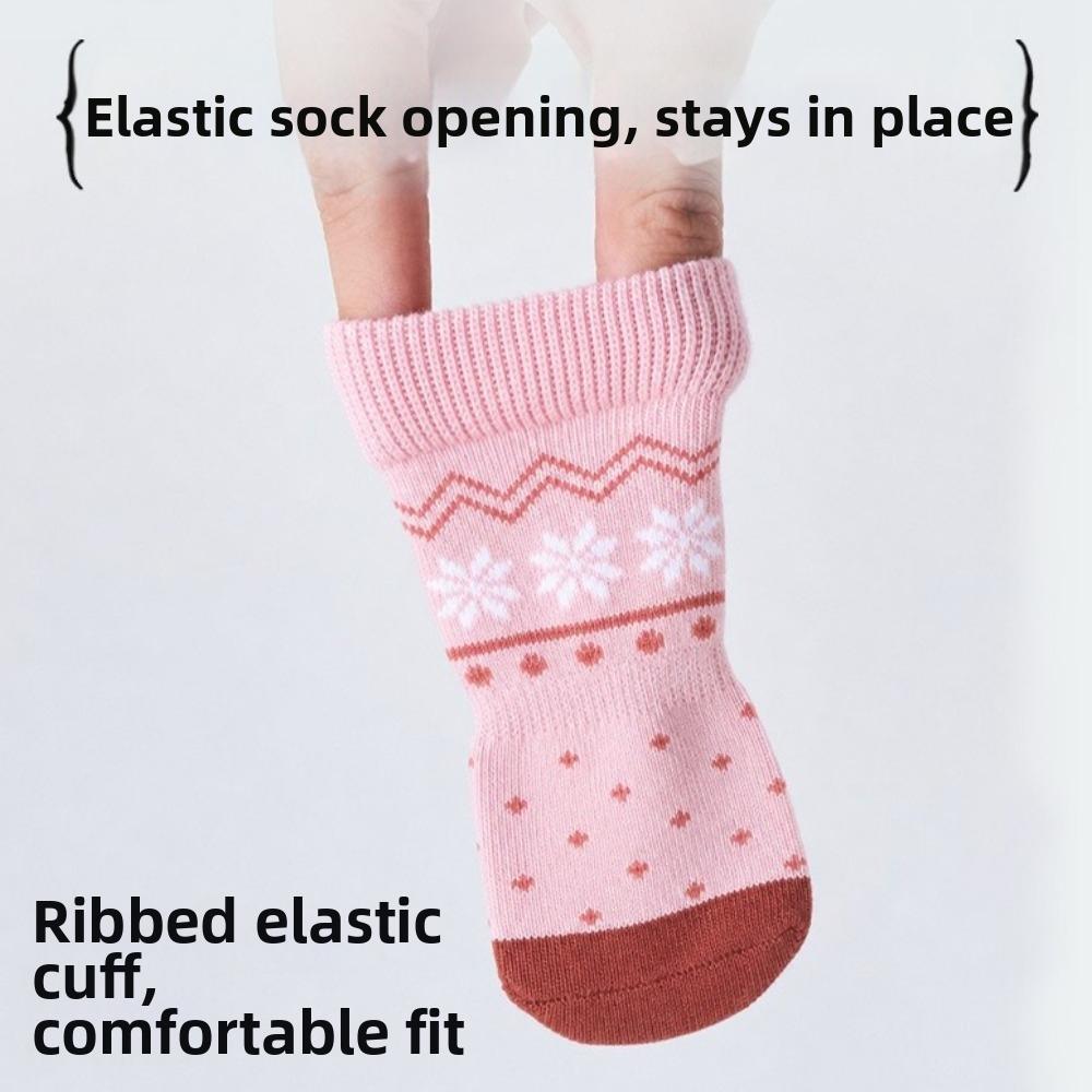 4PCS Adjustable Anti Slip Dog Socks Elastic Puppy Shoes Socks Pet Foot Covers  Indoor Use