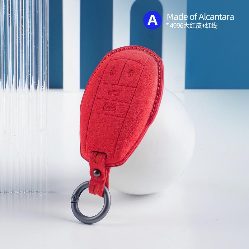 Alcantara Suede Car Key Fob Cover For Bentley Bentayga Continental Flying Spur Mulsanne Key Case Key Chains Ring Car Accessories