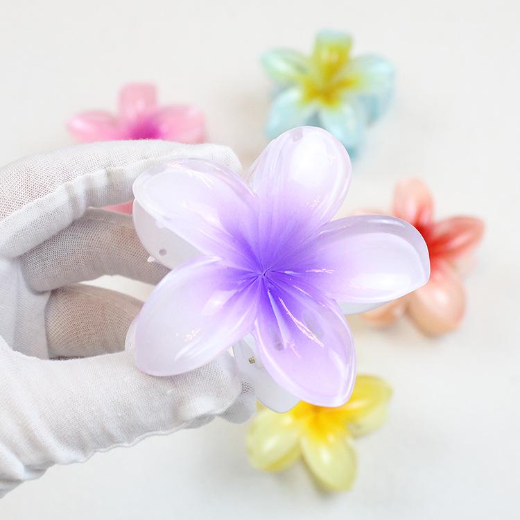 Retro Colorful Frangipani Flower Hair Claw Clip for Women