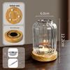 Solid Wood Glass Atmosphere Lamp & Candle Holder with High Transparency Incense Burner for Wax