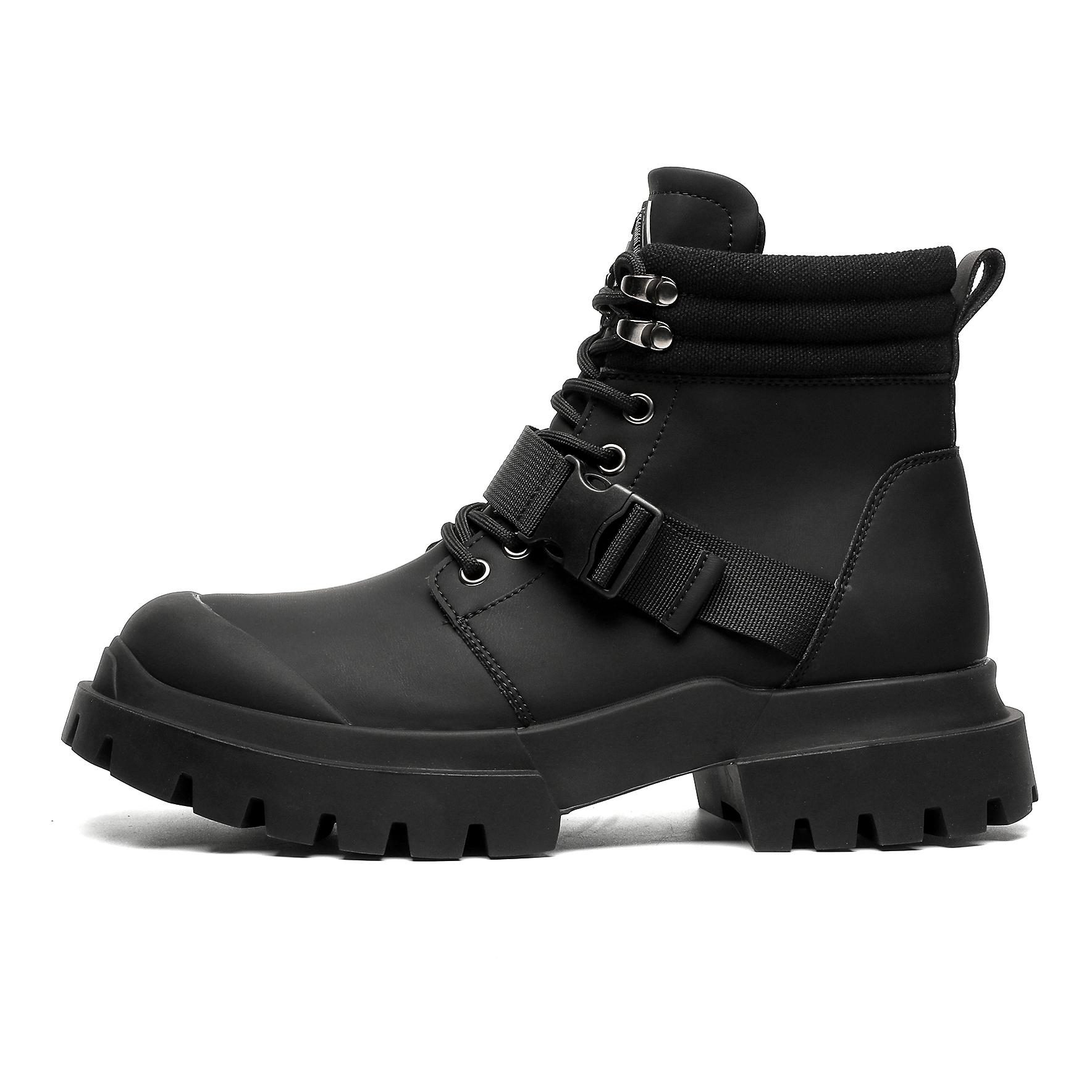 

original design new hight quality black ankle leather boots for men hombre teenagers daily casual dress height increasing shoes 38