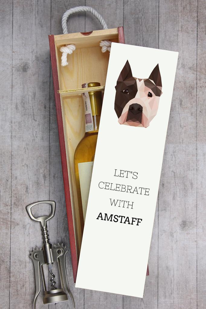 Amerykański Staffordshire Terrier, Amstaff, Amstaf - Geometryczne Pudełko Ze Zdjęciem I Napisem Na Wino Marki Art-Dog