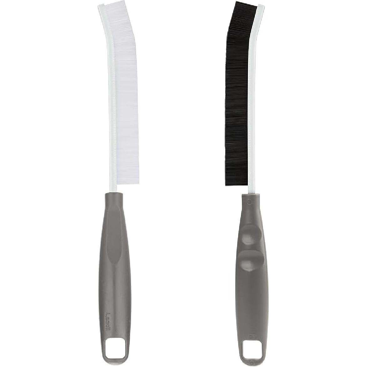 2Pcs Crevice Cleaning Brush, Lescli Hard Bristle Multi-Purpose Cleaning Tools, 2025 New Ergonomic Right Hand Handle Design Grout Brush, Small 2Pcs