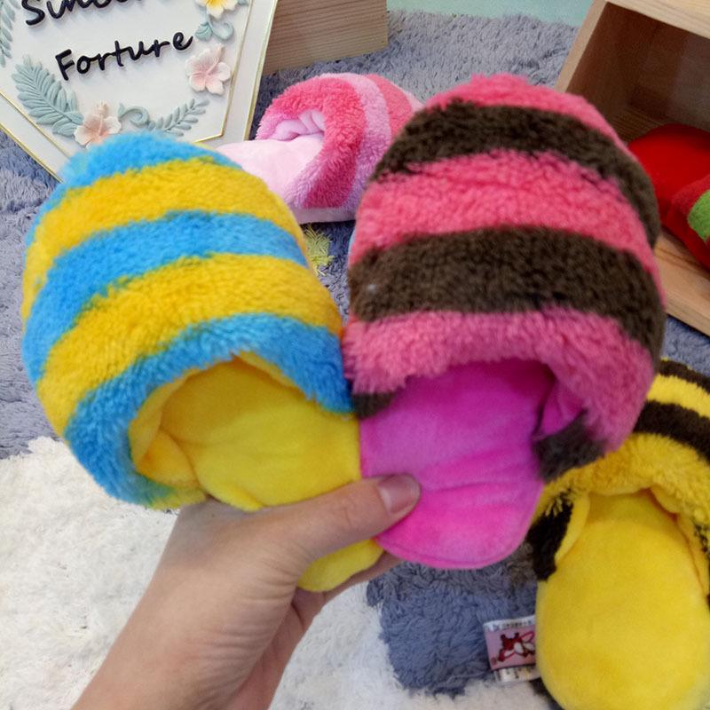 PETCIRCLE Plush Dog Toy: Colorful Six-Stripe Slipper for Teddy & Bichon