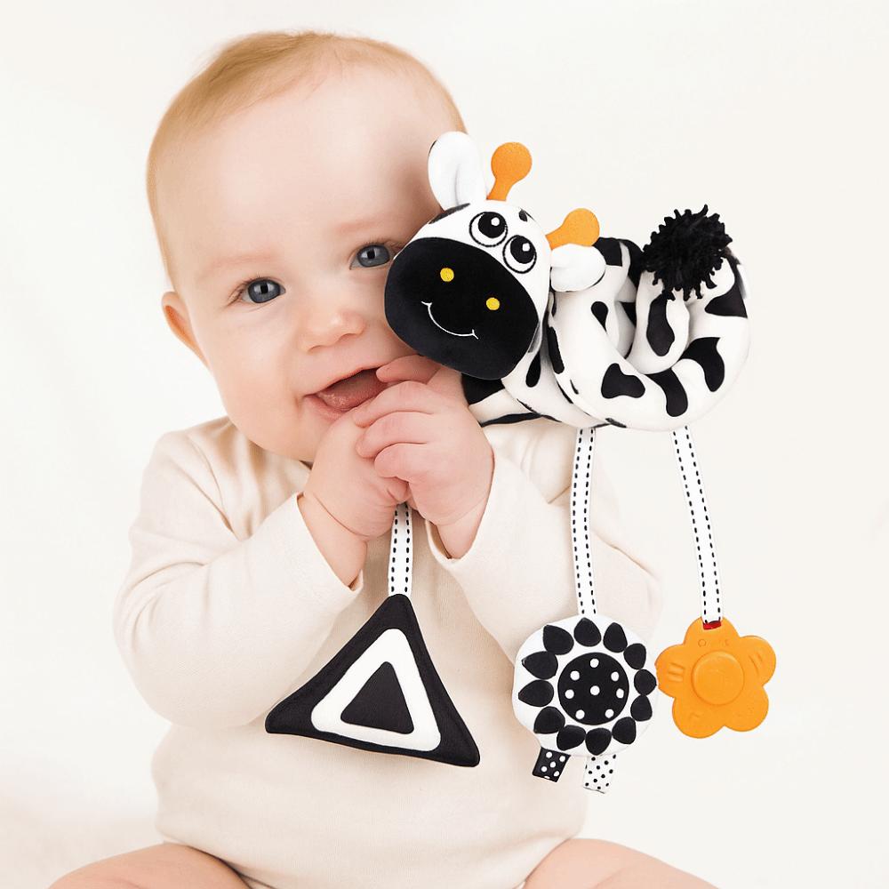 Animal-shaped Baby Stroller Hanging Pendants Cow Plush Stuffed Sensory Toy  Montessori Toys