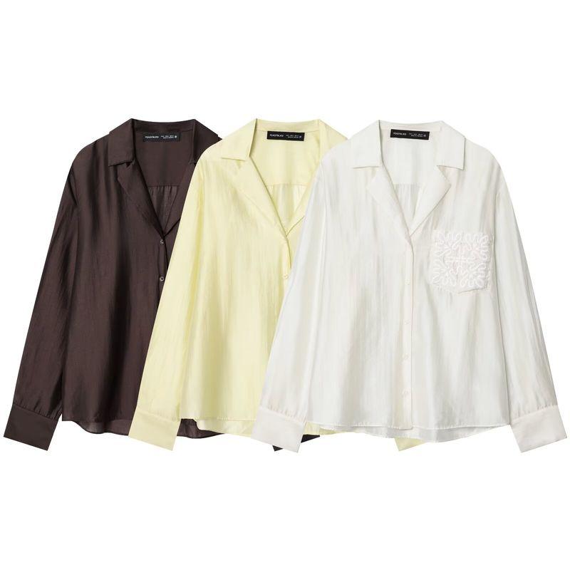 Araltay New Arrival Fashion Style Women's Fashion All-Match Casual Minimalist Embroider Pocket Shirt 4786079