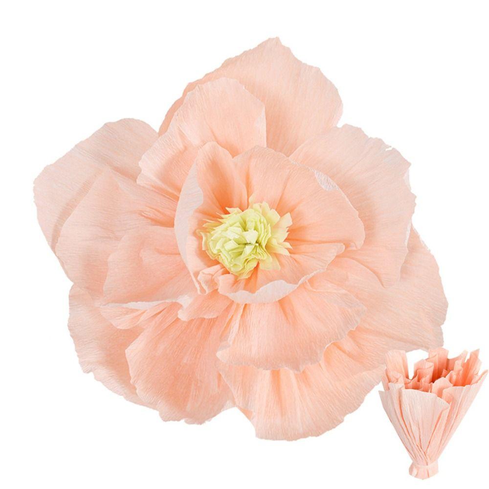 5pcs 25cm Crepe Paper Flower Festival Decor Multi Purpose Wrinkles Paper Flower Photography Props Light Weight