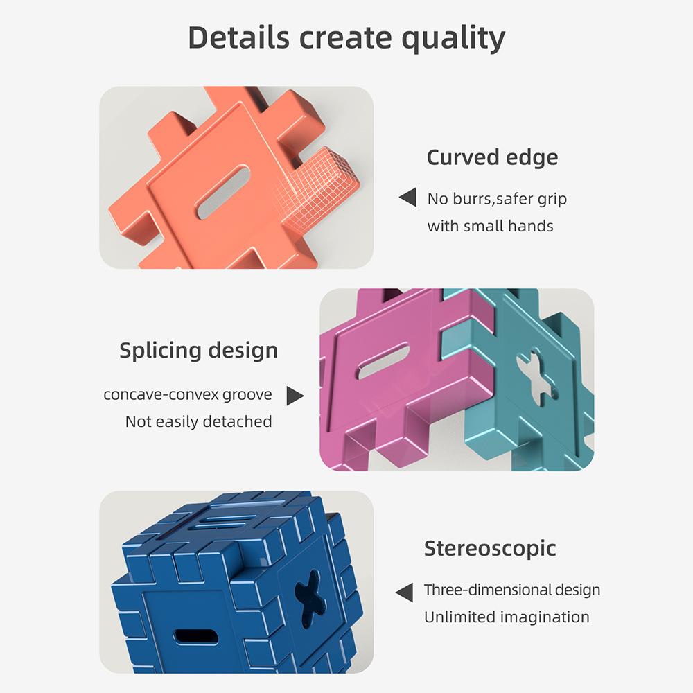 English Version Children Build Houses Square Building Blocks Kindergarten 3-6 Years Old Educational Enlightenment Assembling Toys