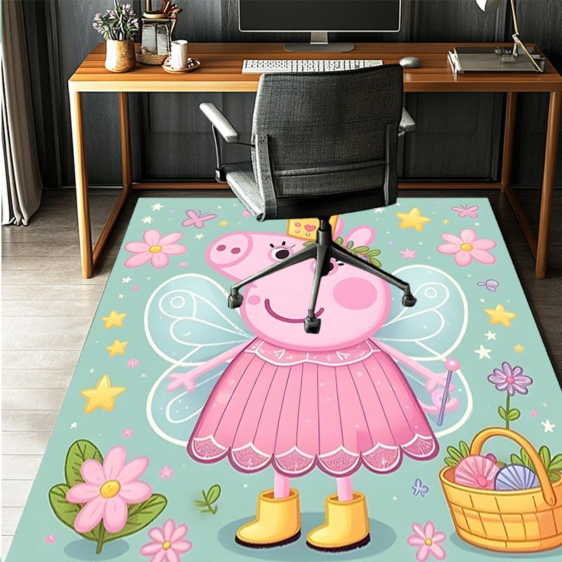 Peppa Pig Pattern Rug, Indoor/Outdoor Mat, for Picnic, Gameroom, Bedroom, Office, Living Room, Home Decor Carpet, Birthday Gift