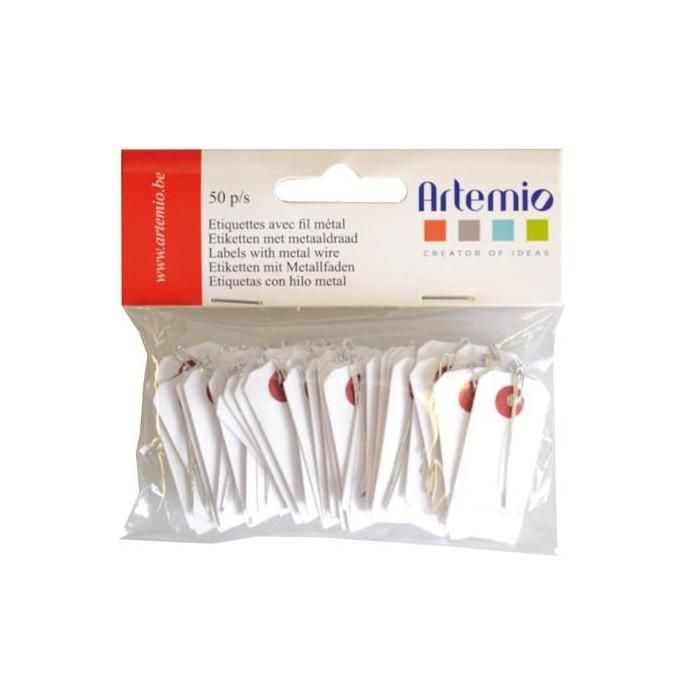 Mini White Labels with Metallic Wire 2 X 4 Cm