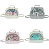 Cute Head Cat Semicircular Backpack With Transparent Layer To Badges Hold