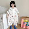 Lightweight Pure Cotton Short Sleeve Baby Sleeping Bag - Anti-kick, Breathable One-piece Pajamas & Crawling Romper for Home Wear