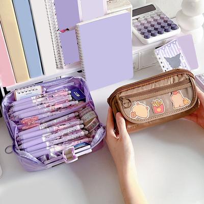 Large Pencil Case, Wide Opening Pencil Pouch with Zipper, Multi-layer Aesthetic Pen Bag for Teens Girls Women, Portable Pen Holder