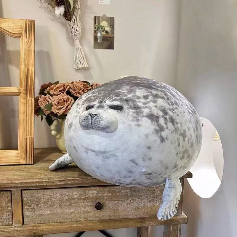 Angry Blob Seal Plush Pillow 3D Chubby Sea Lion Stuffed Animal Soft Sleeping Cushion Cute Gift For Kids Girls