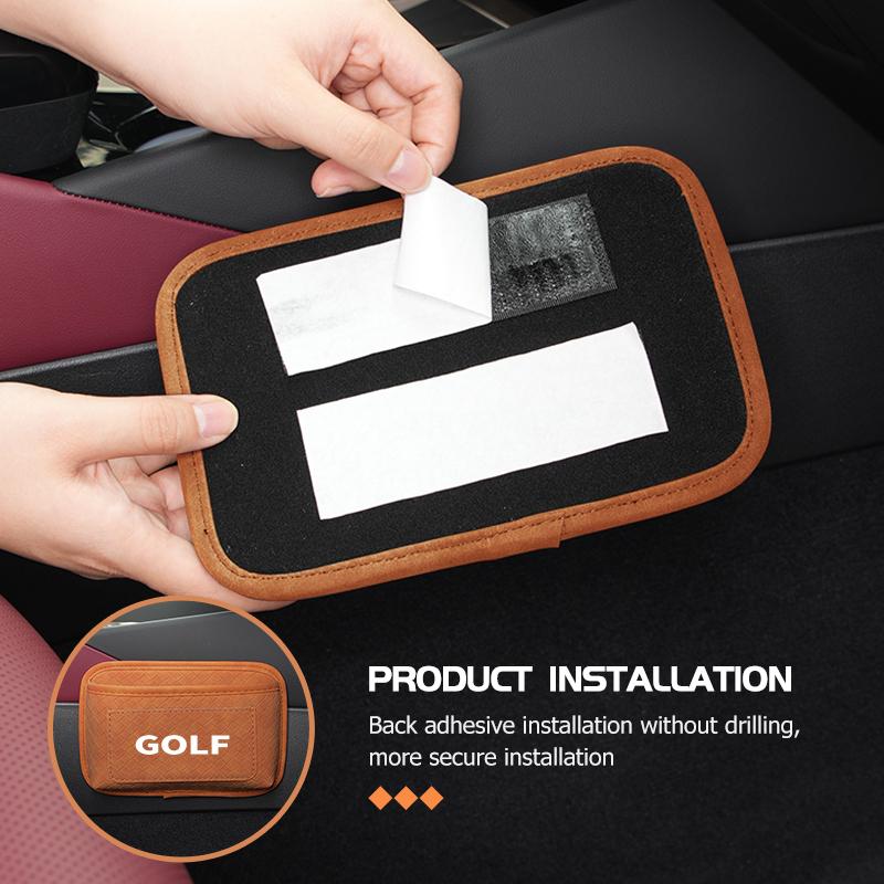 BSP1 Emblems Car Plaid Adhesive Hanging Bag Pocket Phone Glasses Storage Case For Volkswagen VW Tiguan Scirocco Sagitar Magotan 4 5 6 zk2